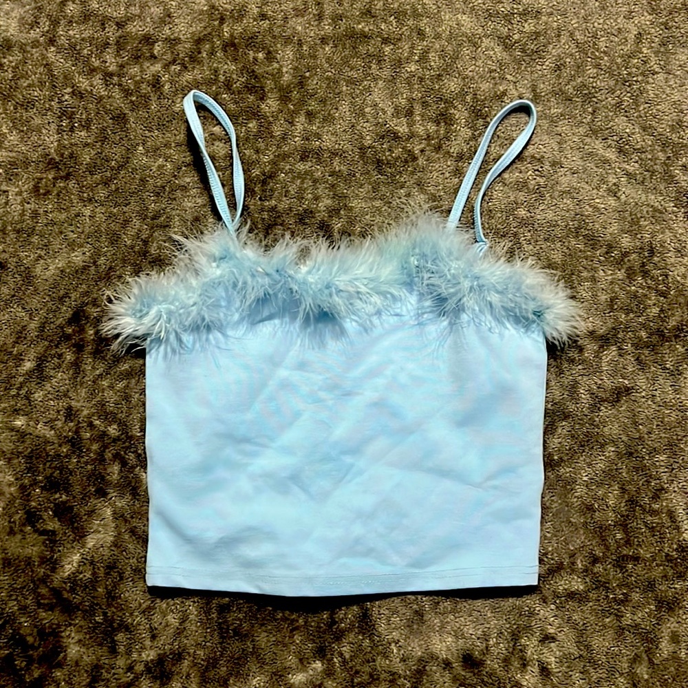 Sugar thrills dolls kill Barbie fuzzy blue crop top!